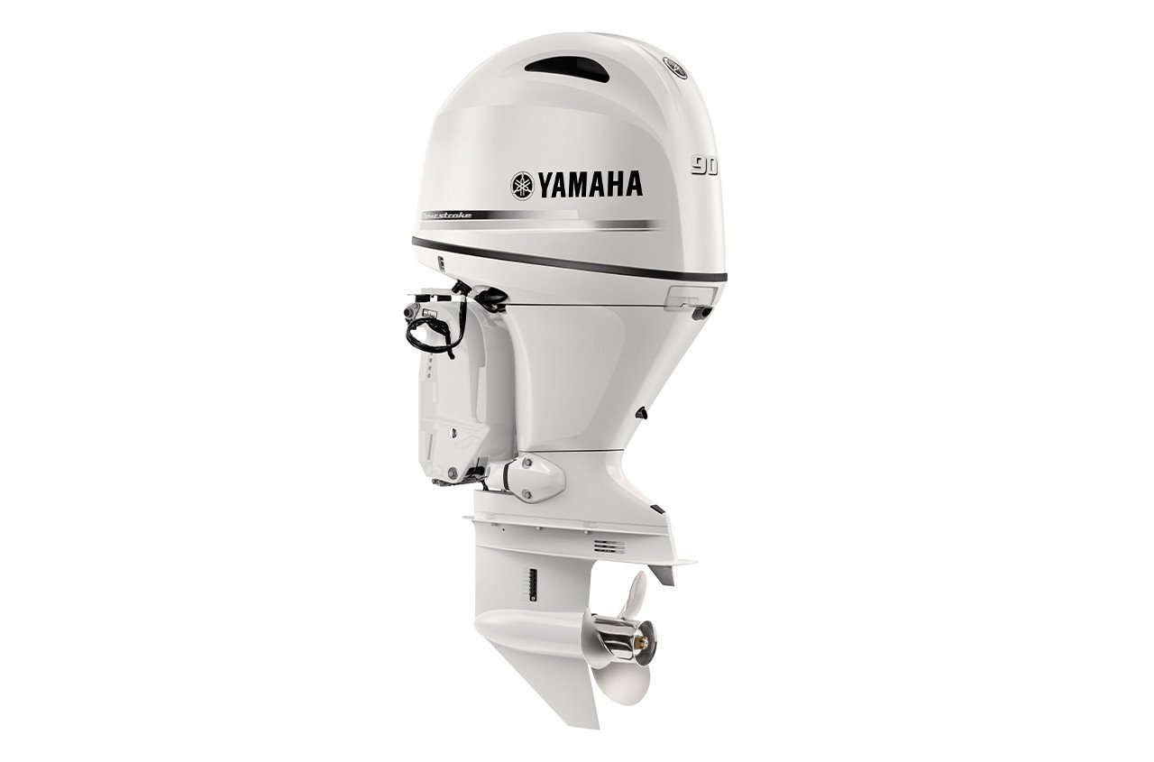 Yamaha 90hp Standard Outboard Motor 20" Shaft Standard Rotation Pearl White F90LB2